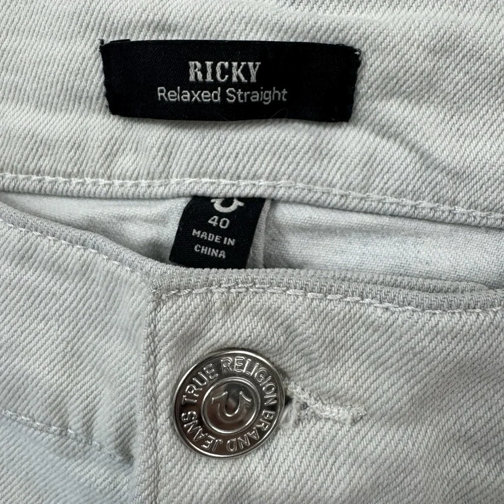 True Religion Ricky Flap SN Railroad Tie Dye Wash Mens Jeans Size 40x34 NWT